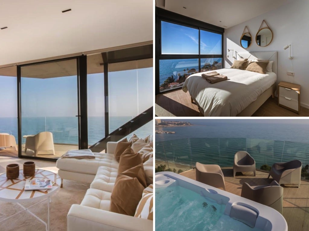 Modern sea front jacuzzi Blue Sky