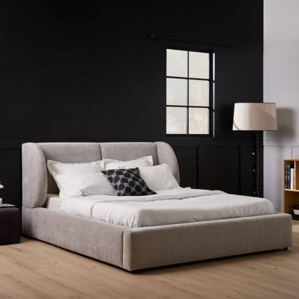 Lit tissu gris clair