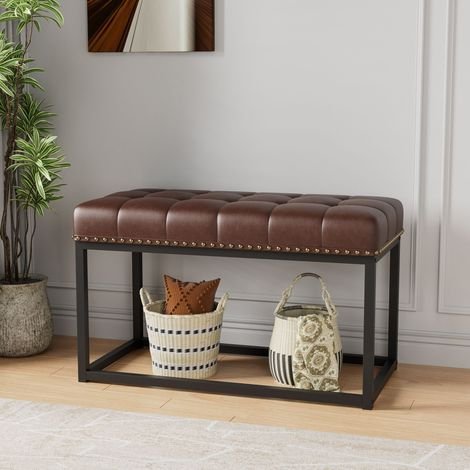 Banc bout de lit métal marron
