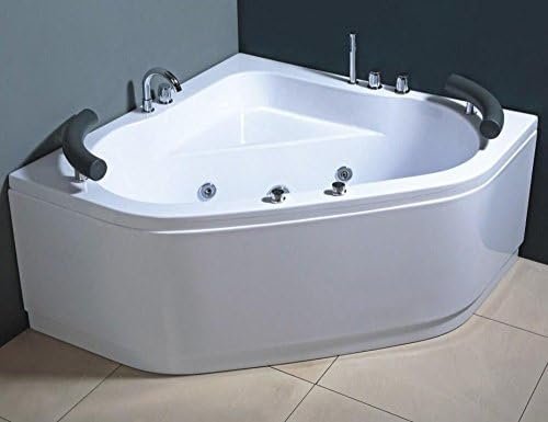 Baignoire d’angle blanche à remous 8 jets