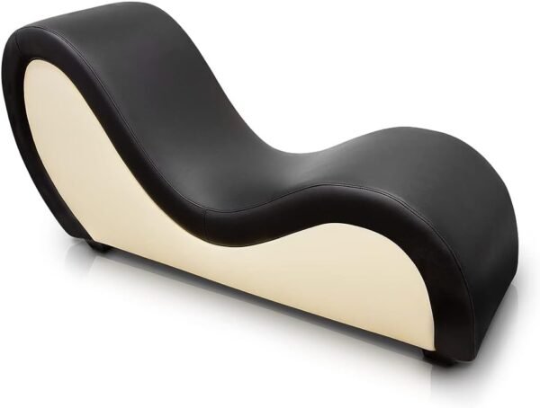 Chaise longue tantrique design PU noir beige