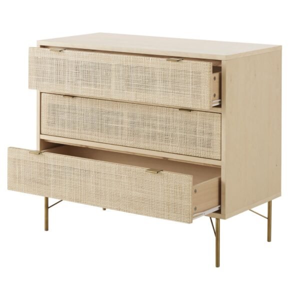 Commode cannage rotin beige