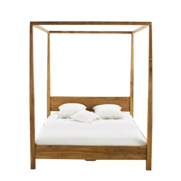 Lit baldaquin bois acacia 160 cm