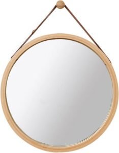 Miroir décoratif rond bois