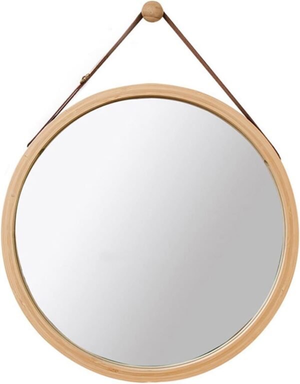 Miroir décoratif rond bois