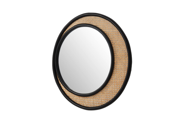 Miroir rond rotin