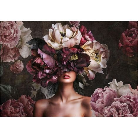 Papier peint femme et fleurs