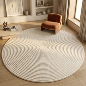 Tapis rond écru