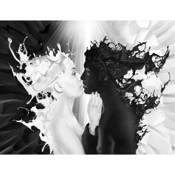 Papier peint intissé visages design noir blanc