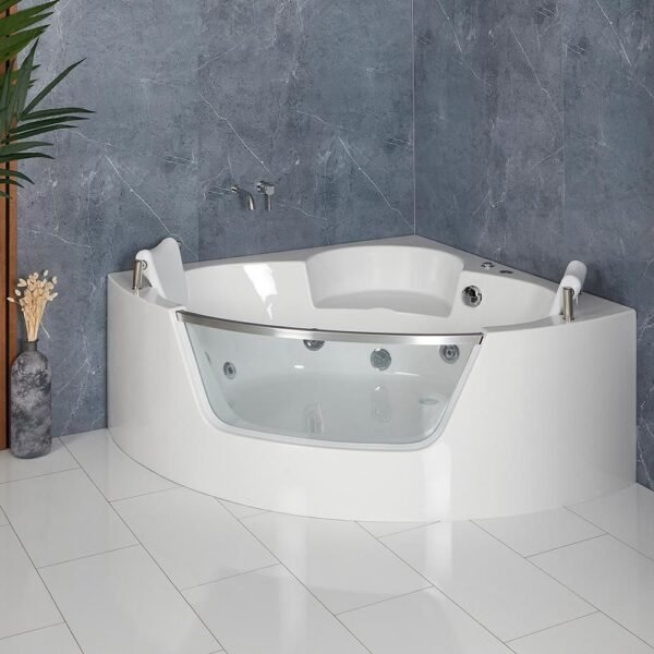 Baignoire balnéo d’angle blanche 140 x 140