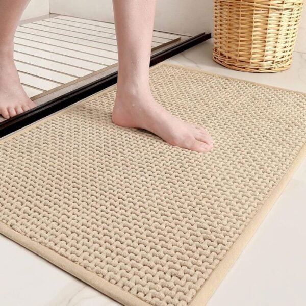 Tapis de bain chenille beige