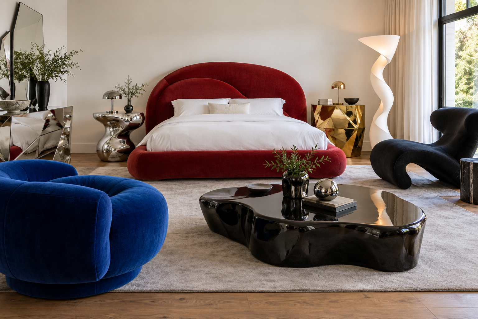 Chambre saturée de meubles vedettes