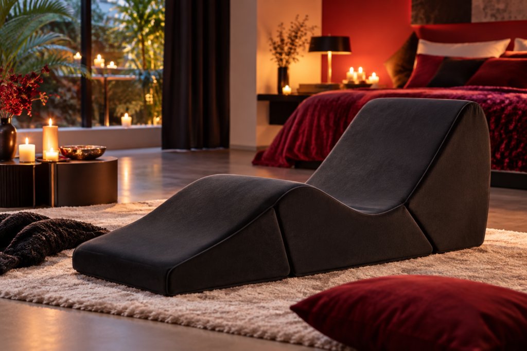 Fauteuil tantra pliable dans une chambre aux chandelles
