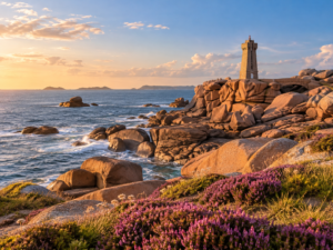 Phare et granit rose au couchant-2
