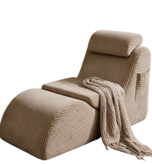 Chaise longue velours cotelé façon fauteuil tantra