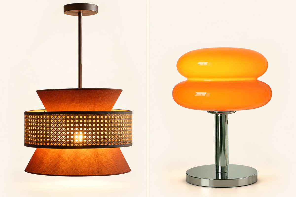 Deux luminaires style vintage orange