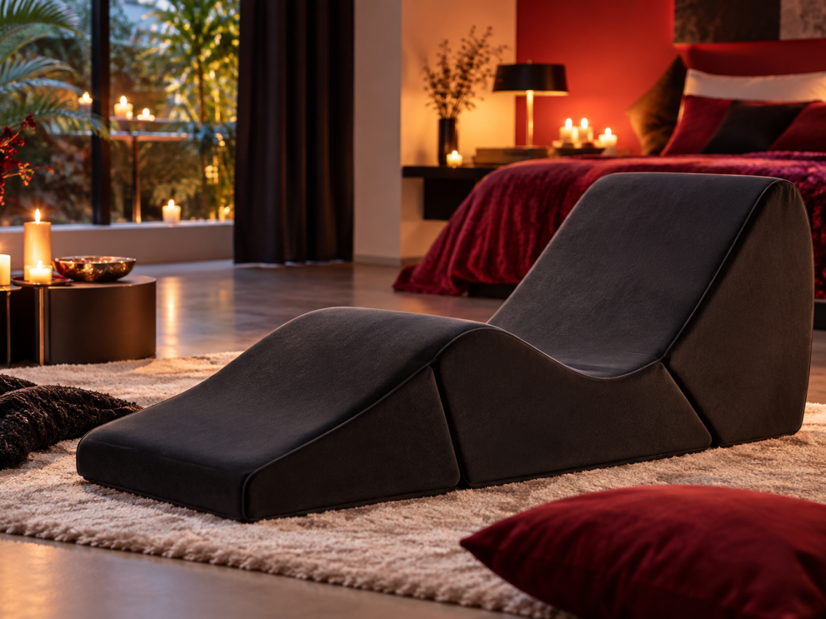 Fauteuil tantra pliable dans une chambre aux chandelles