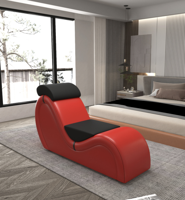 Fauteuil tantra simili noir rouge