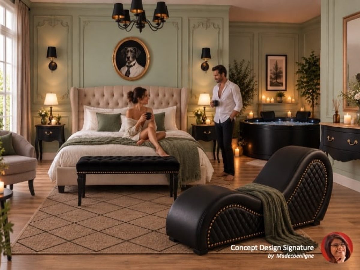 Loveroom neoclassique romantique fauteuil tantra jacuzzi