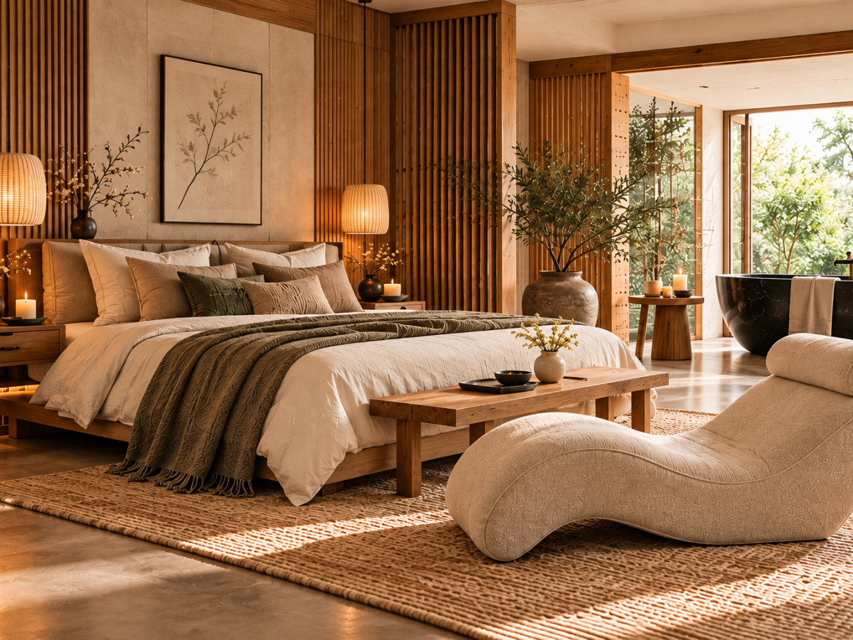 Suite Japandi avec espace spa naturel